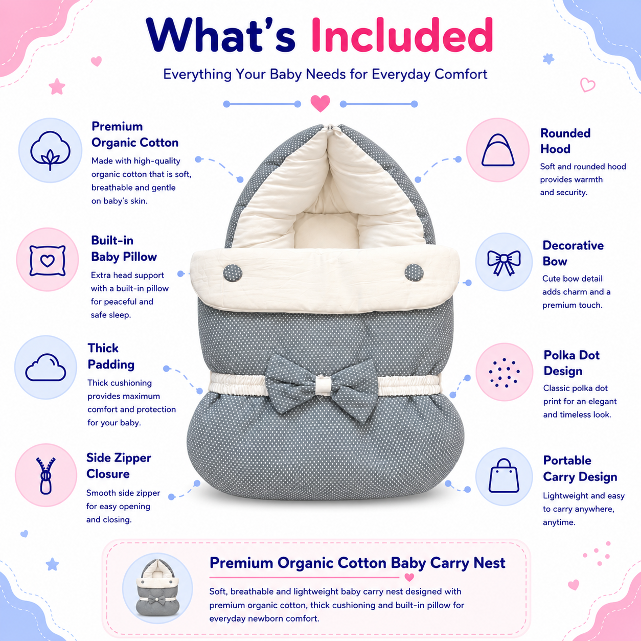 Polka Baby Carry Nest