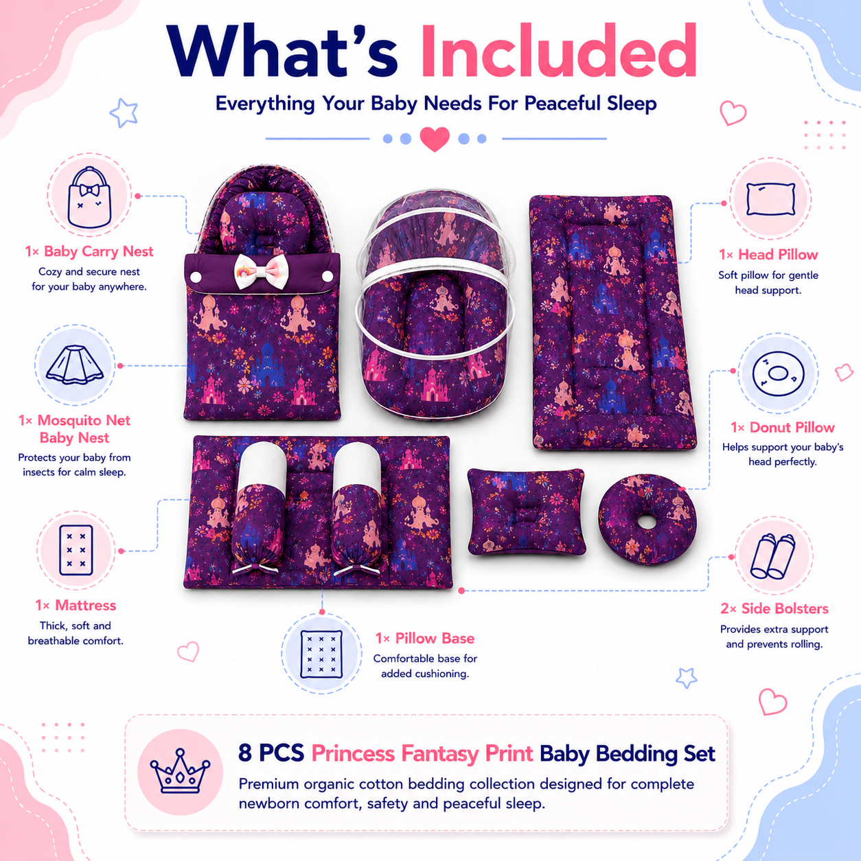 Princess Fantasy 8 Pcs Bedding Set