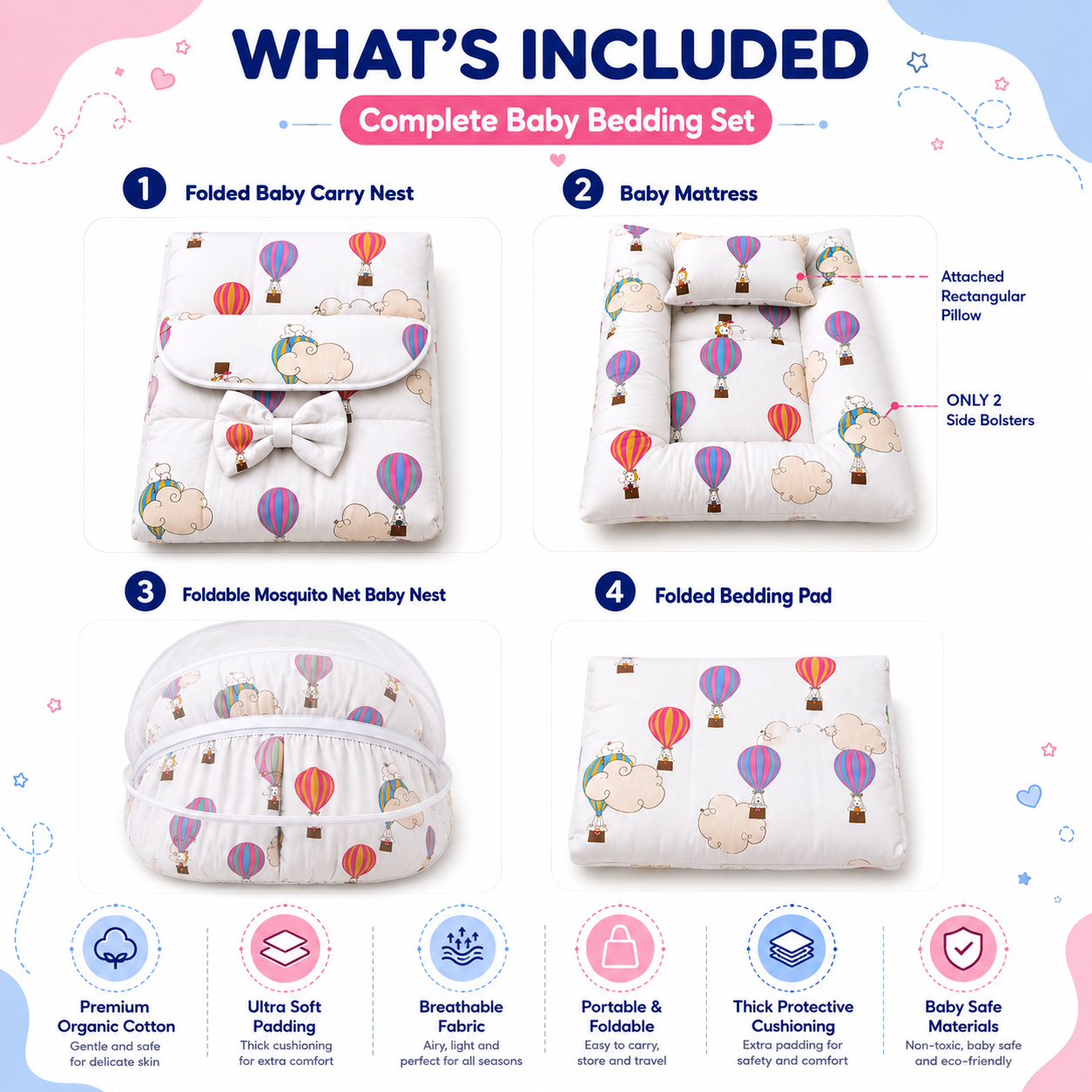 Hot Air Balloon 8 Pcs Bedding Set