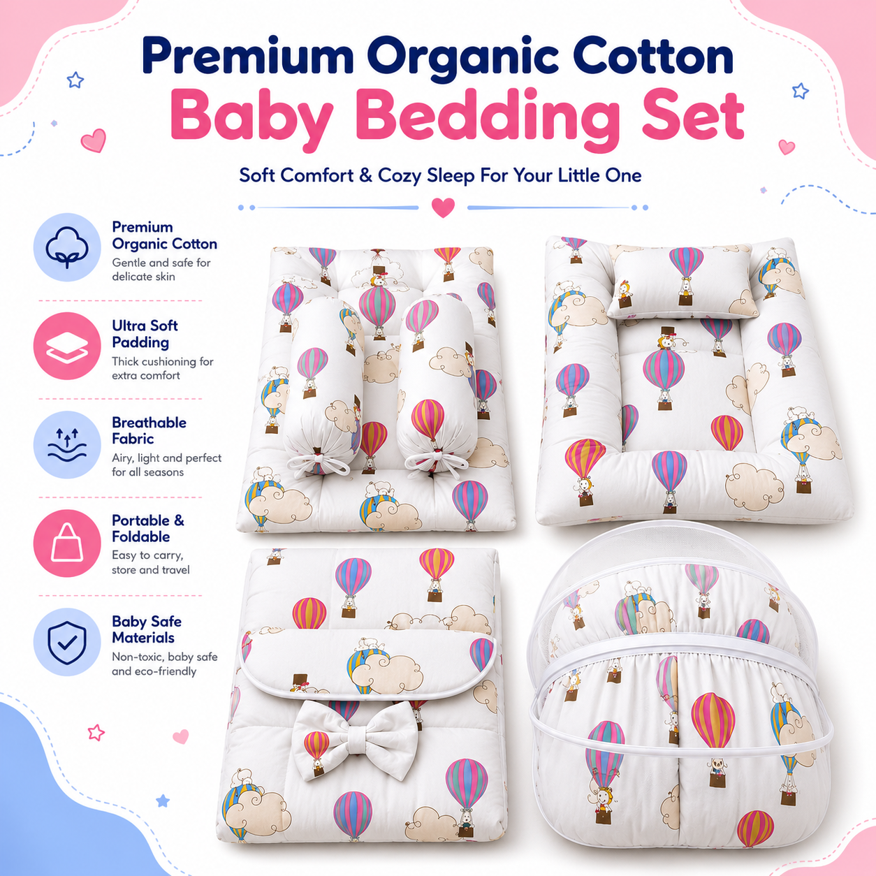 Hot Air Balloon 8 Pcs Bedding Set