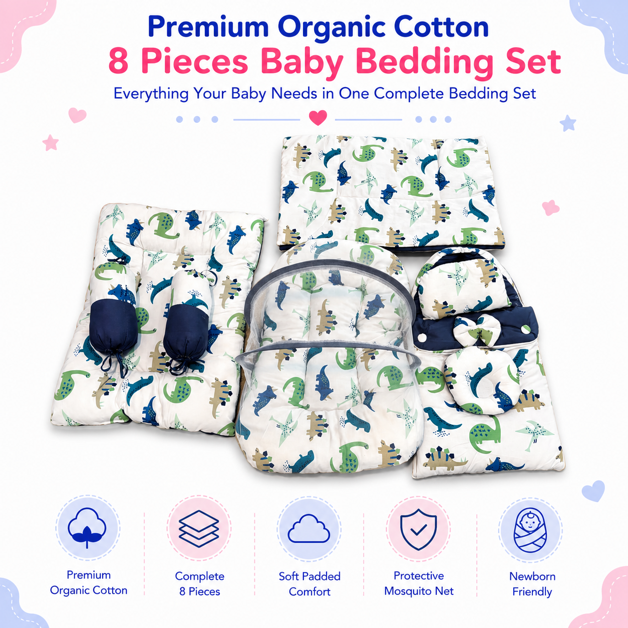 Dino Dream 8 Pcs Bedding Set