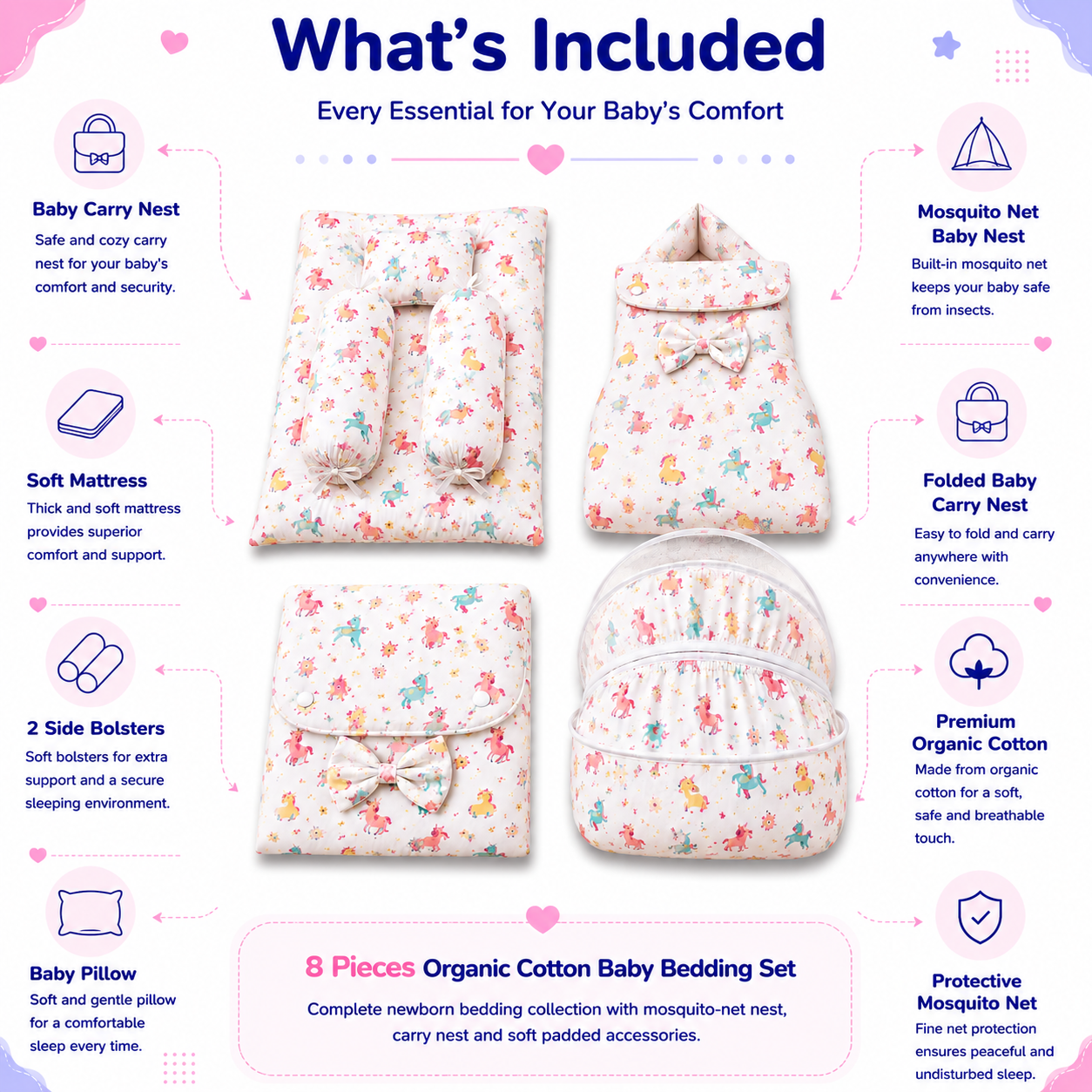Unicorn Dreams 8 Pcs Bedding Set