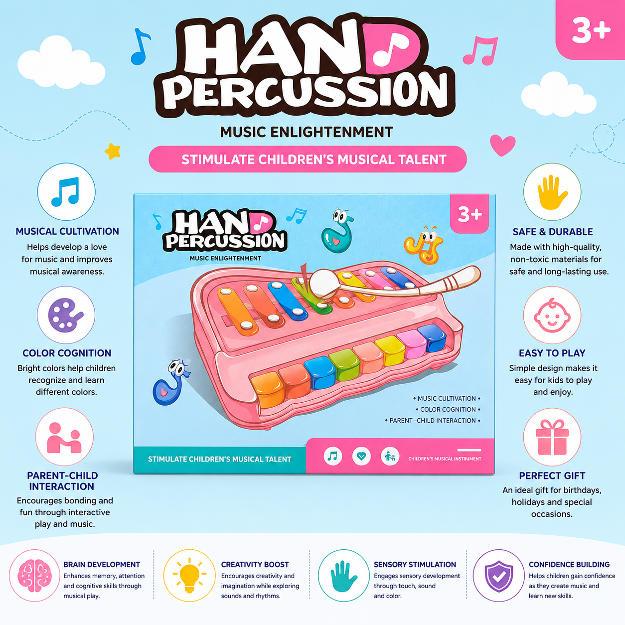 Kids Hand Percussion Musical Keyboard Toy
