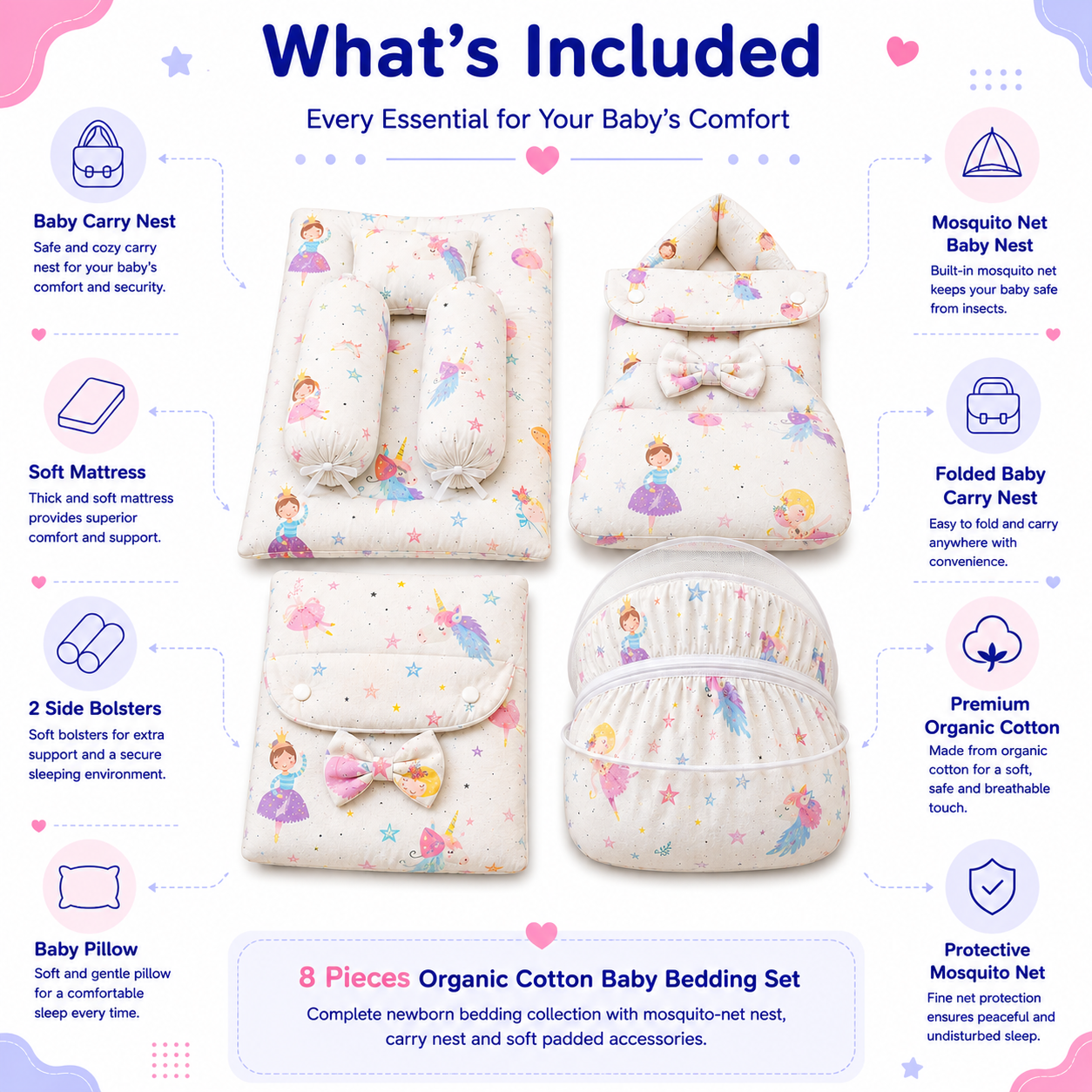 Princess Dream 8 Pcs Bedding Set