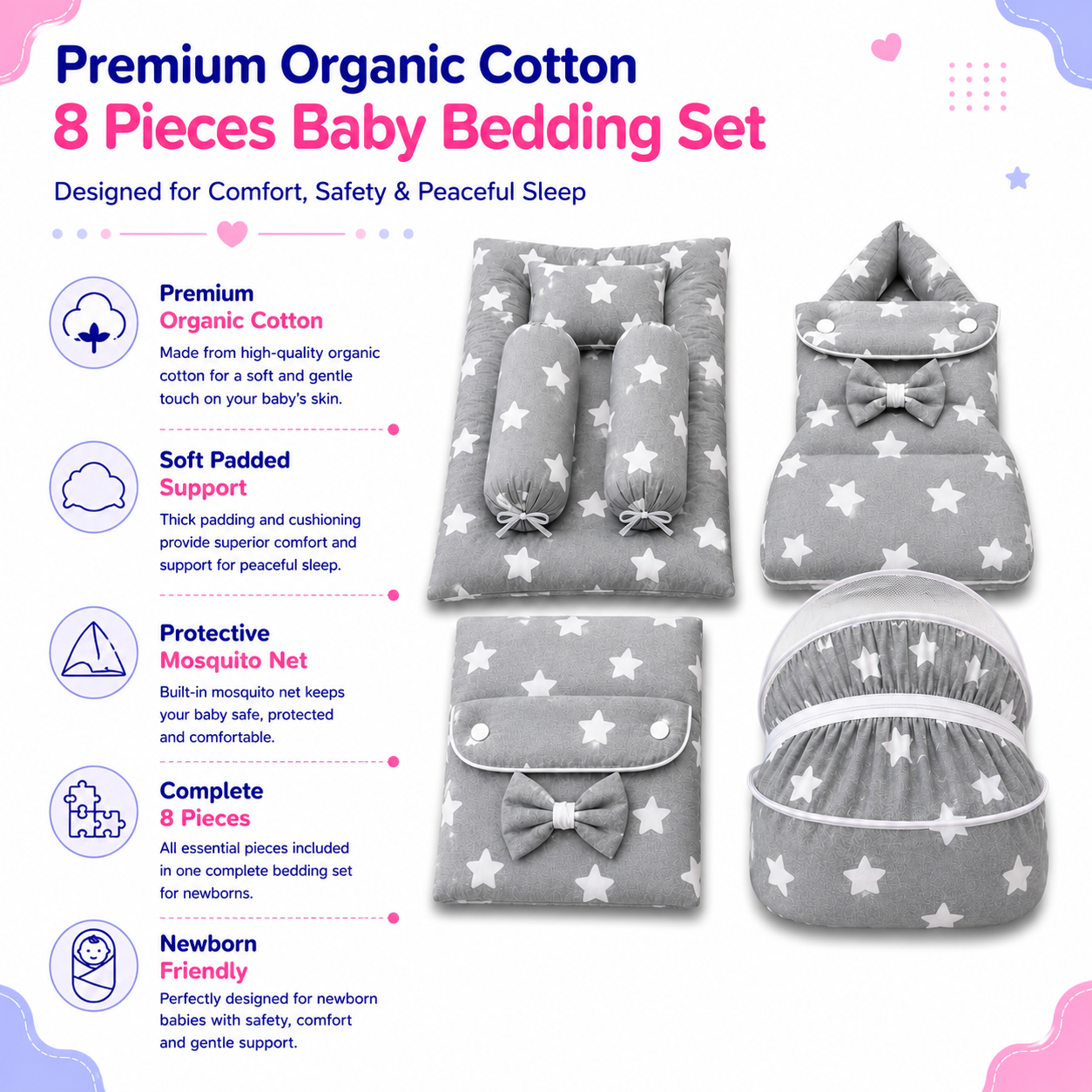 Starry Dreams 8 Pcs Bedding Set