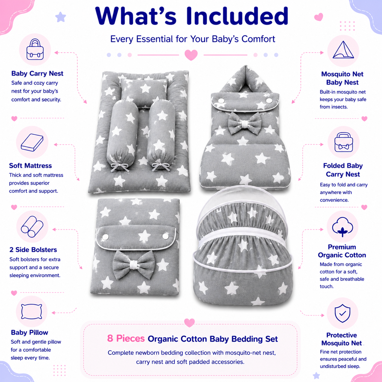 Starry Dreams 8 Pcs Bedding Set