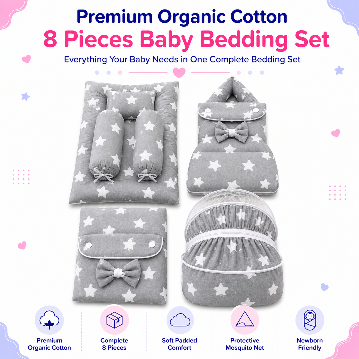 Starry Dreams 8 Pcs Bedding Set
