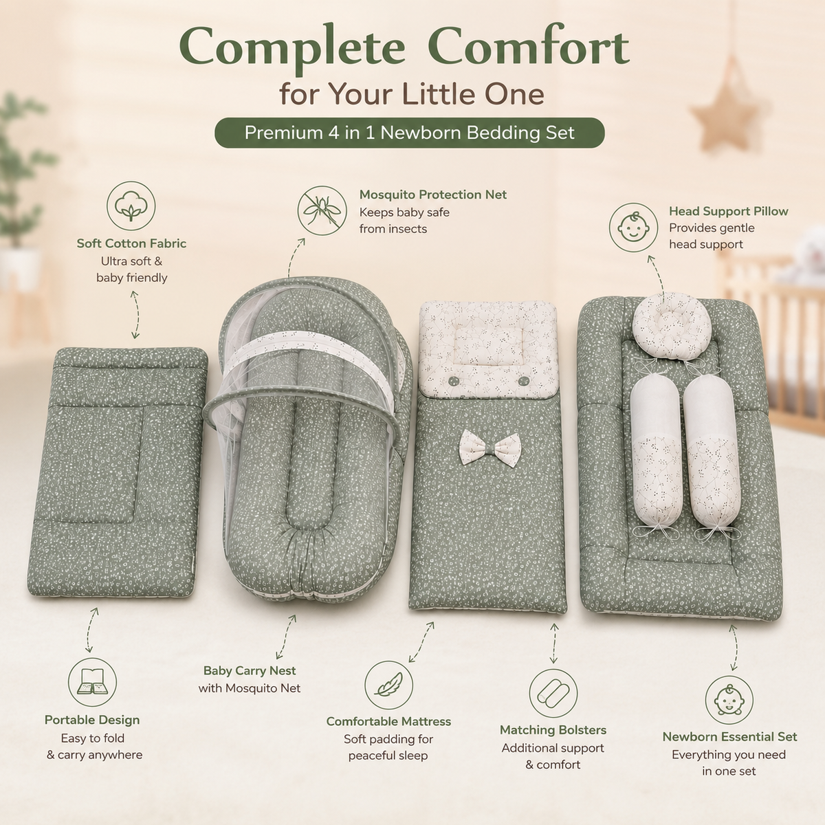 Sage Floral Bedding Set