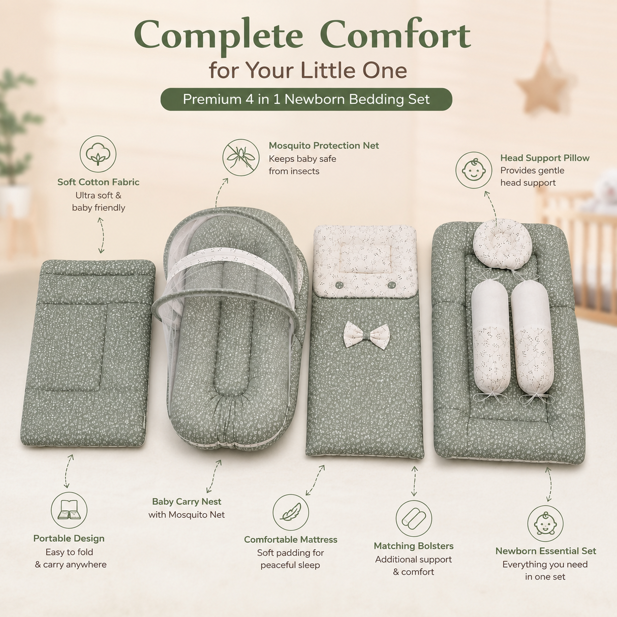 Sage Floral Bedding Set