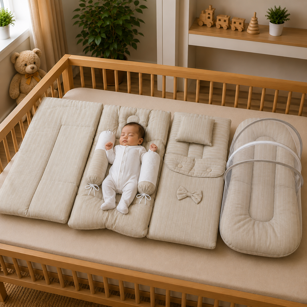 Beige Stripe Bedding Set