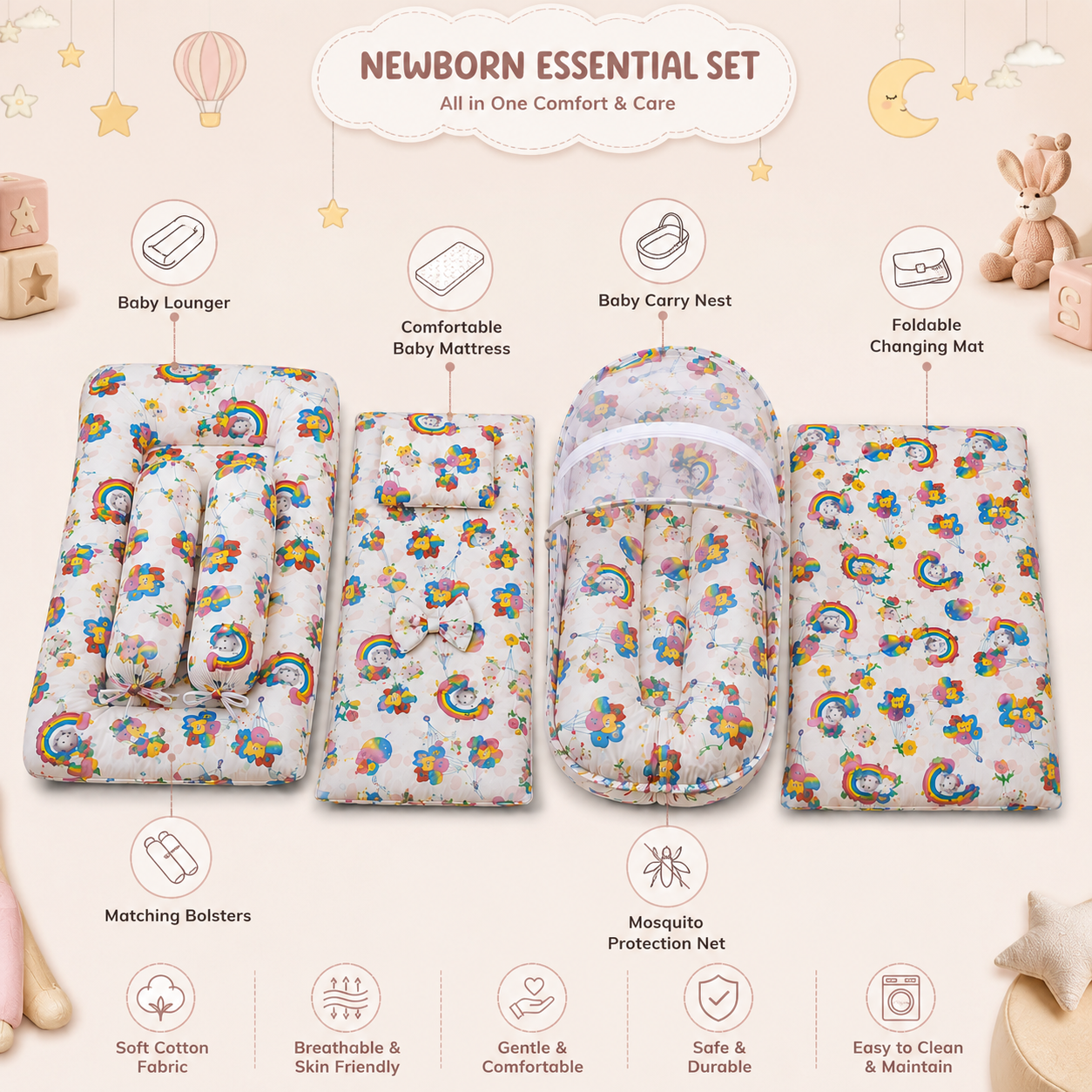 Rainbow Baby Bedding Set