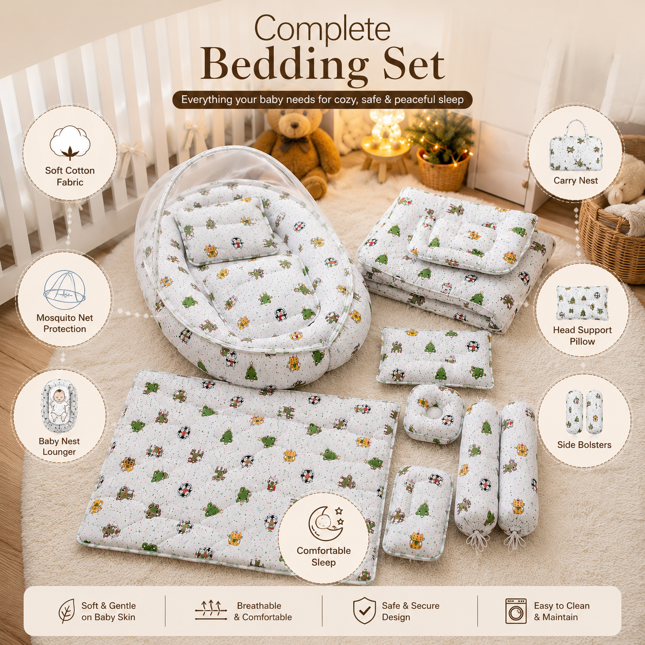8 PCS Polka Bedding Set