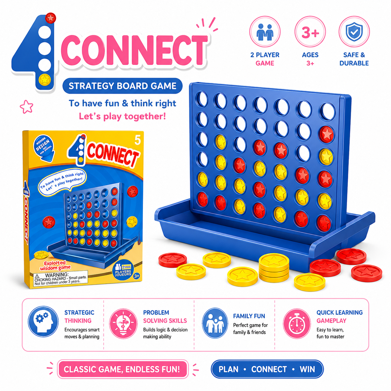 4 Connect Strategy Board Game