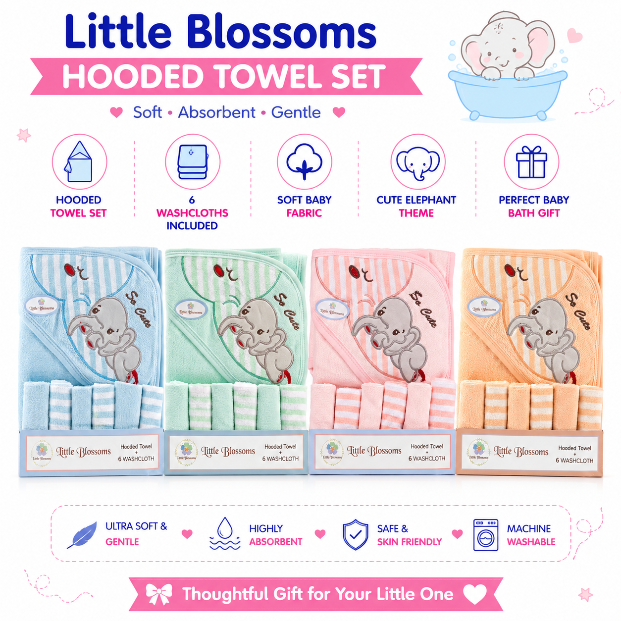Little Blossoms Hooded Towel Set