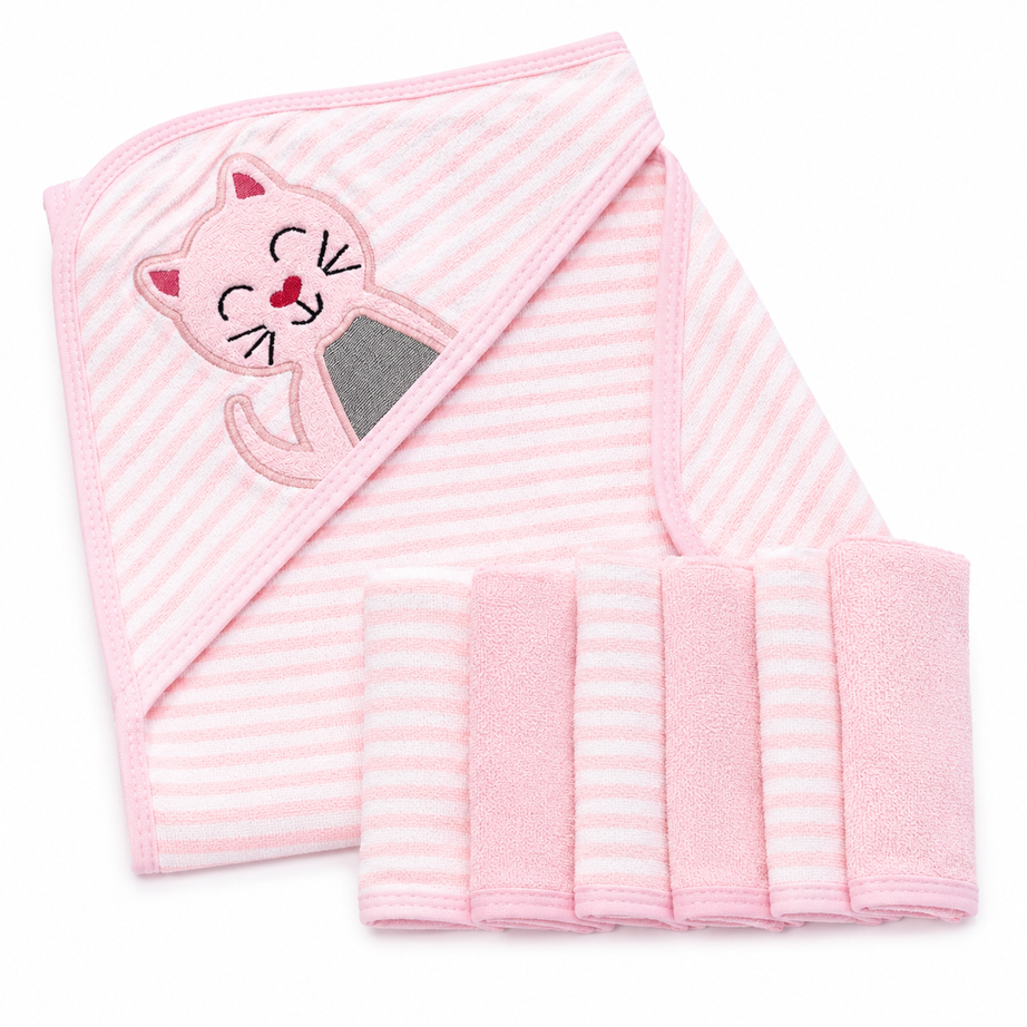 Cat Hooded Towel Set
