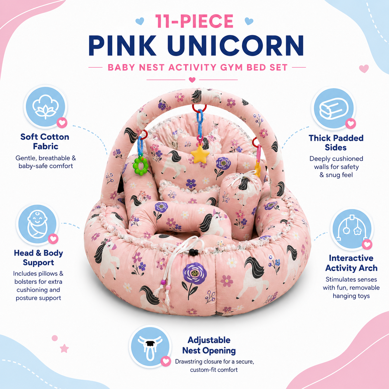 Pink Unicorn 11Pc Bed Set