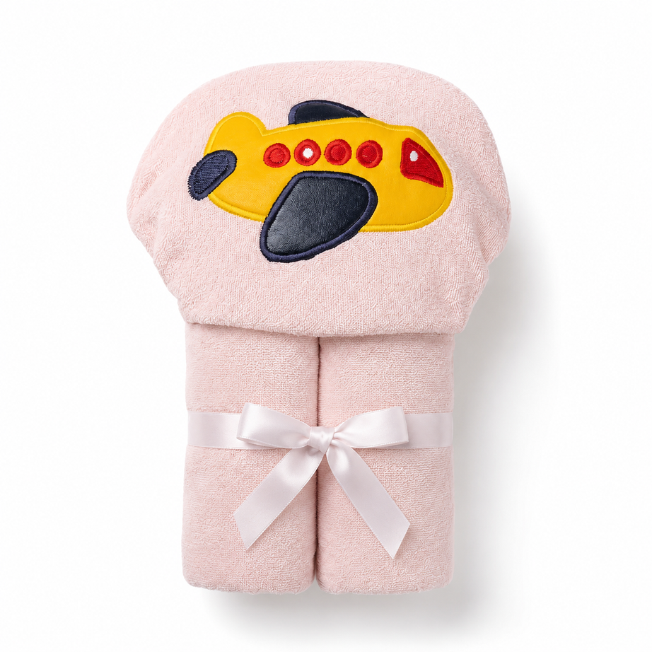 Pink Airplane Hooded Towel