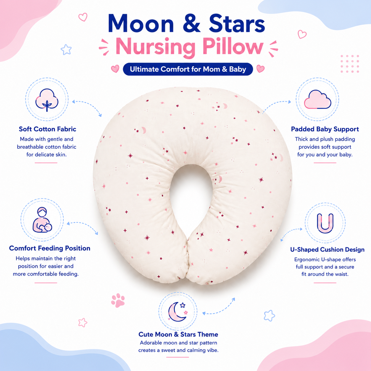 Moon & Stars Nursing Pillow