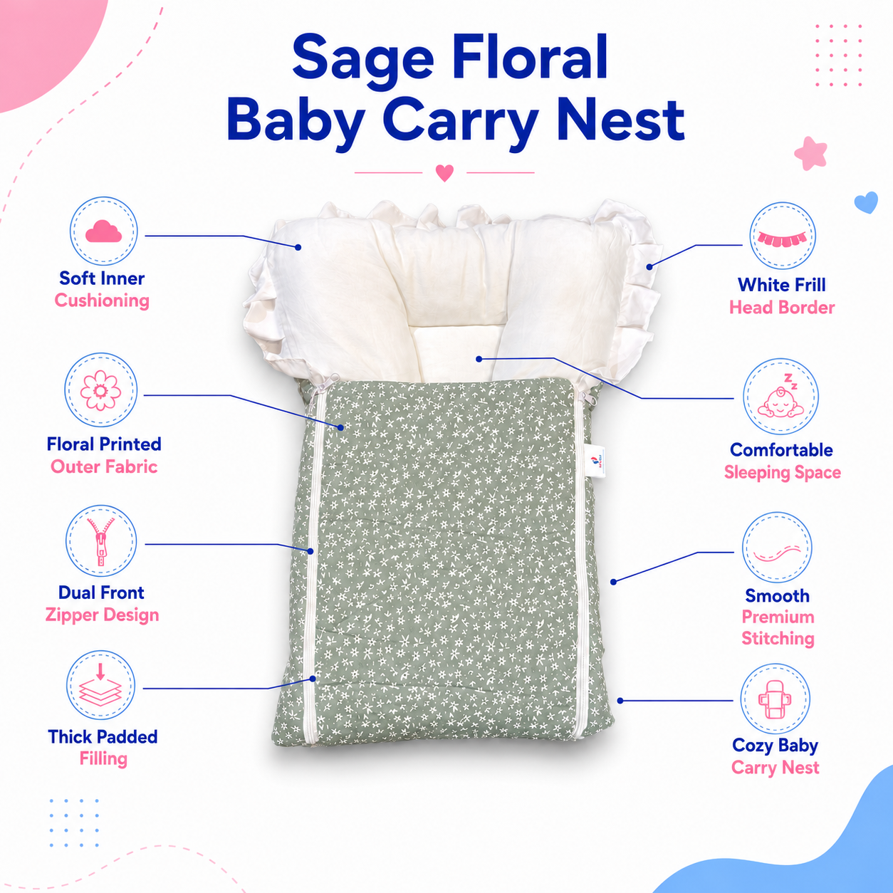 Sage Floral Baby Carry Nest