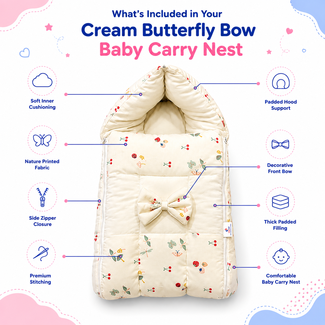 Cream Butterfly Baby Carry Nest