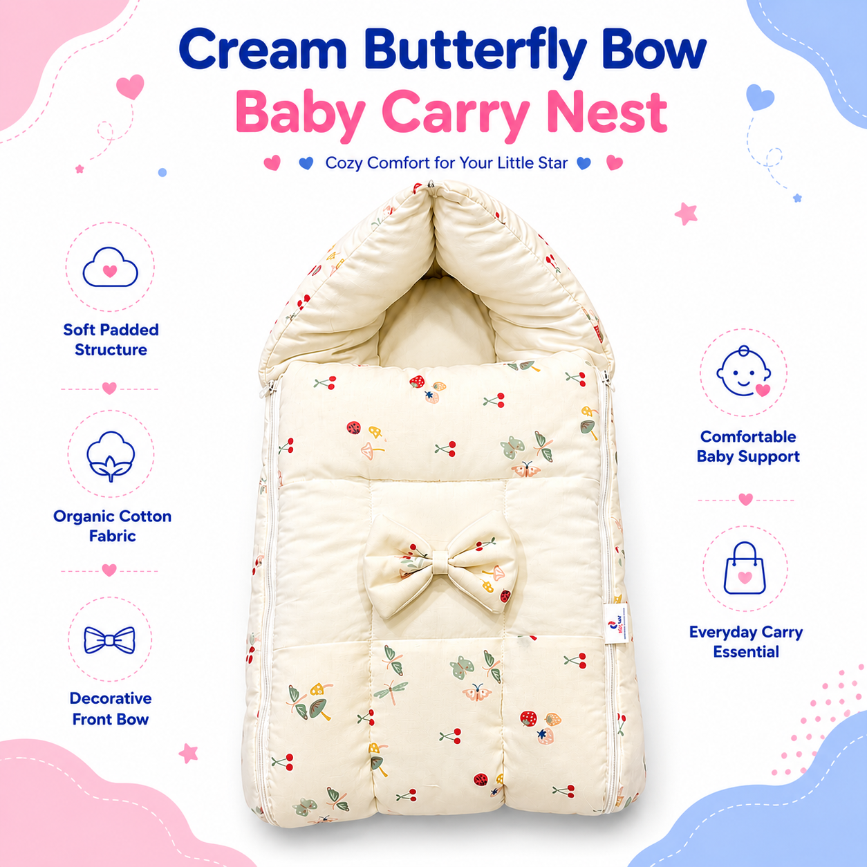 Cream Butterfly Baby Carry Nest