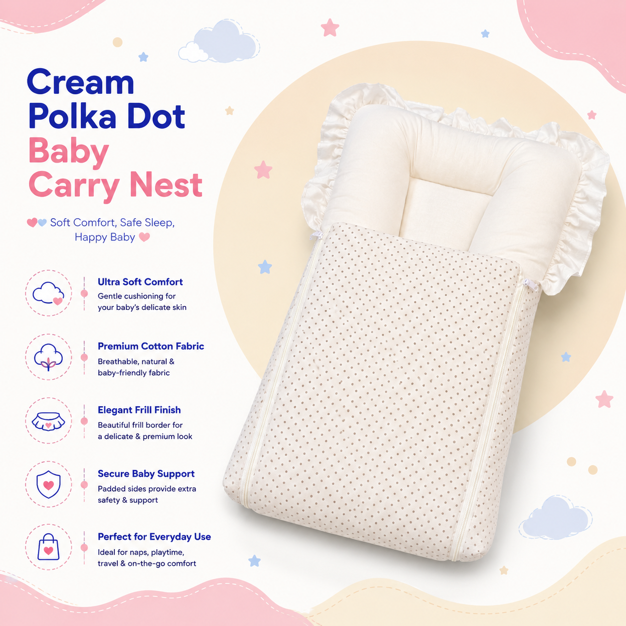 Cream Polka Dot Carry Nest