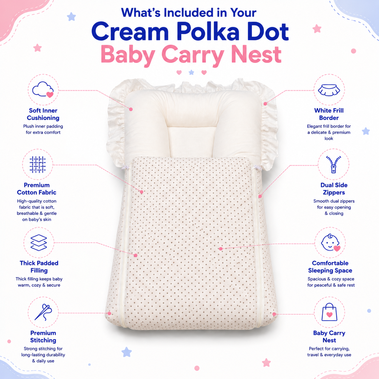 Cream Polka Dot Carry Nest
