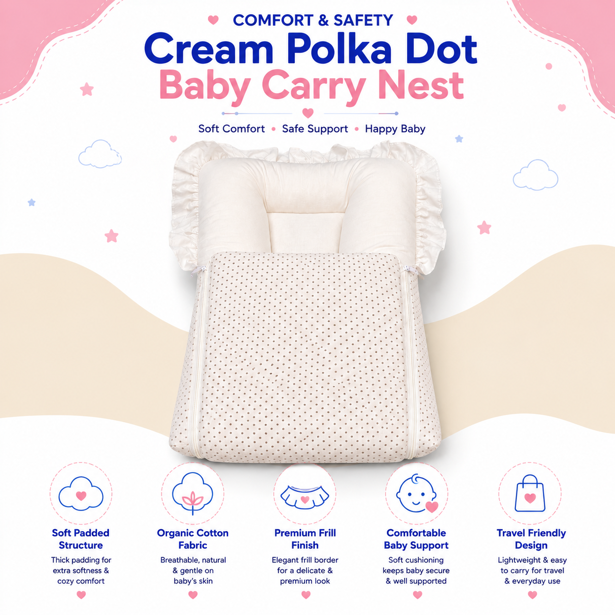 Cream Polka Dot Carry Nest