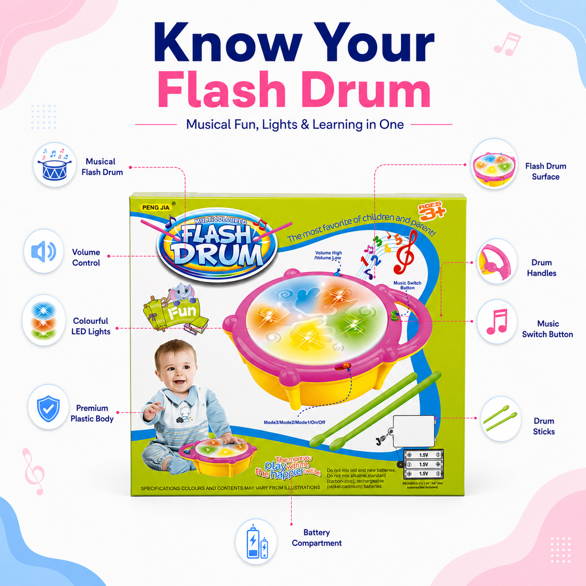 Flash Drum Musical Toy
