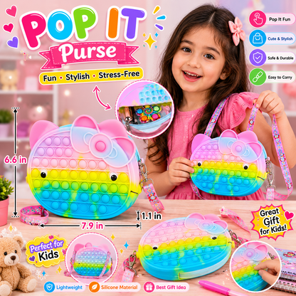 Rainbow Pop It Kitty Purse