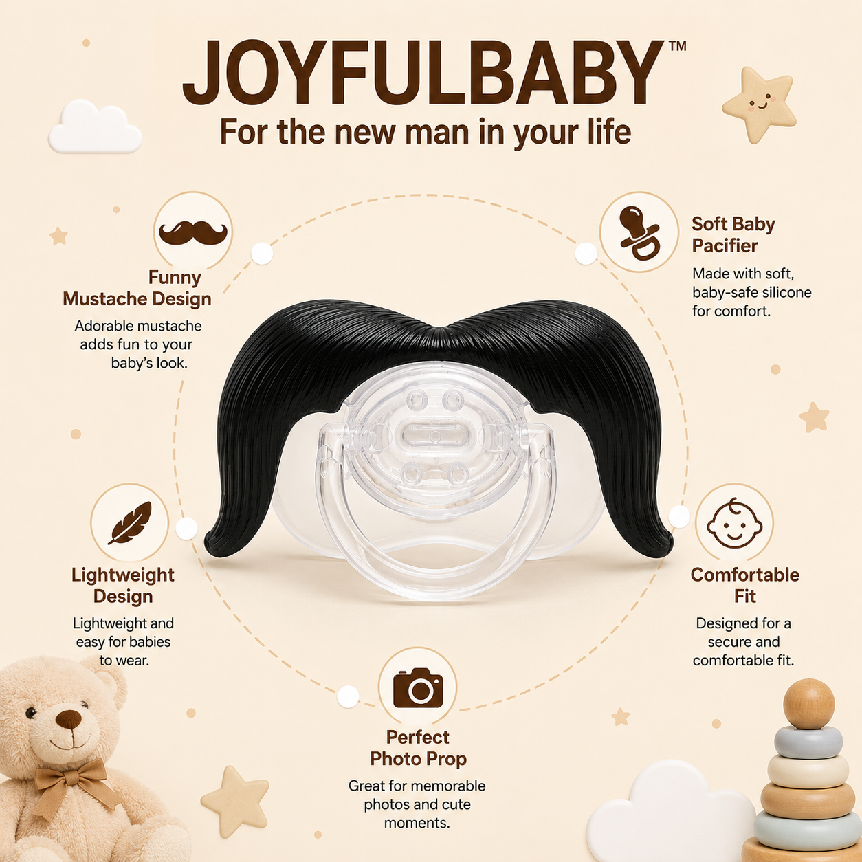 Mustache Baby Pacifier