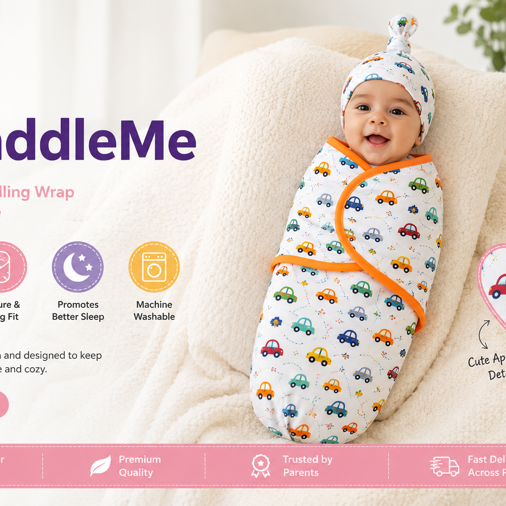Premium Baby Swaddle Wrap with Cap
