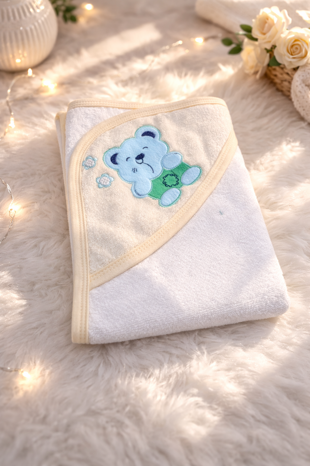 Blue Teddy Hooded Towel Wrap