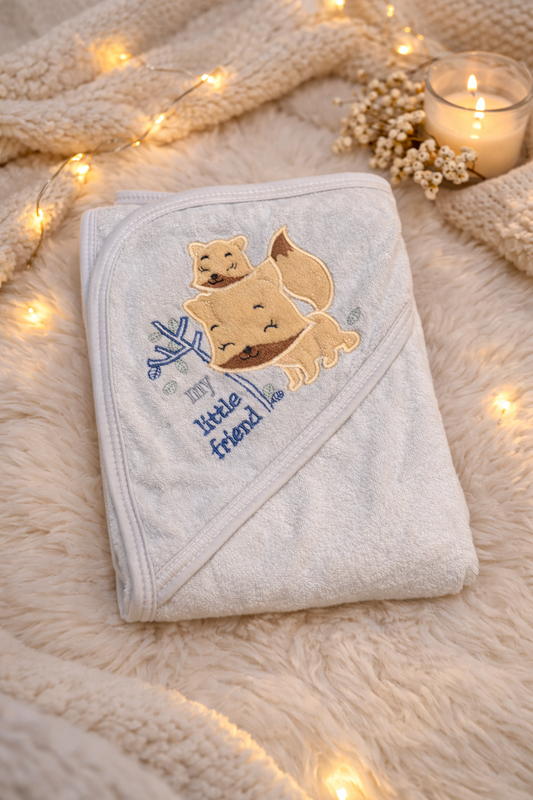 Snuggle Fox Hooded Towel Wrap