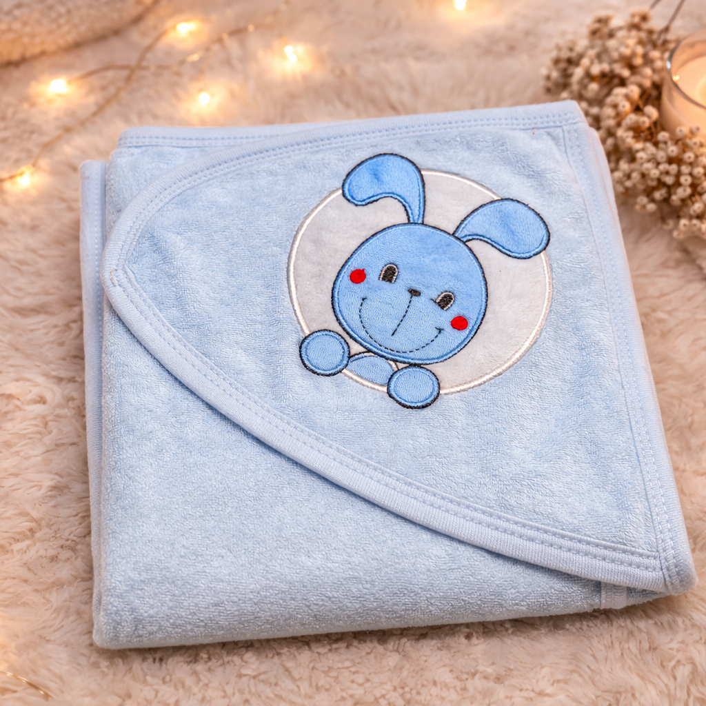 Bunny Bliss Pink Hooded Towel Wrap