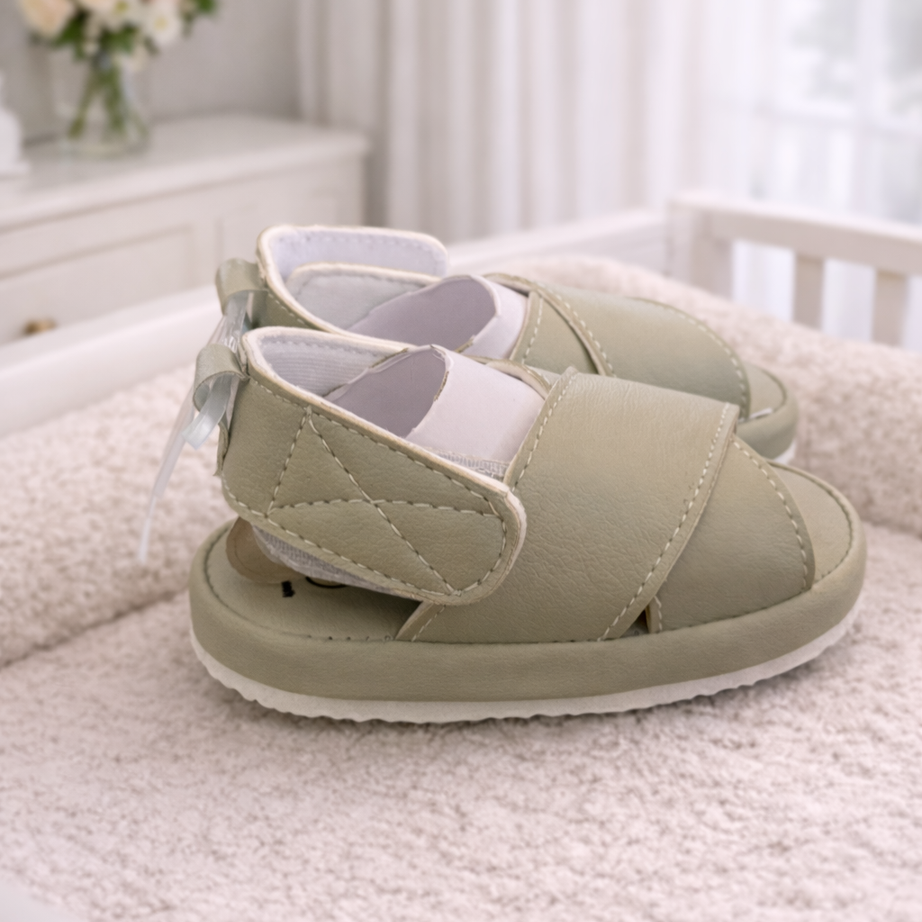 Olive Cross Baby Sandals