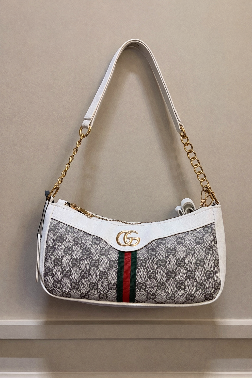 Signature Stripe Elegance Shoulder Bag