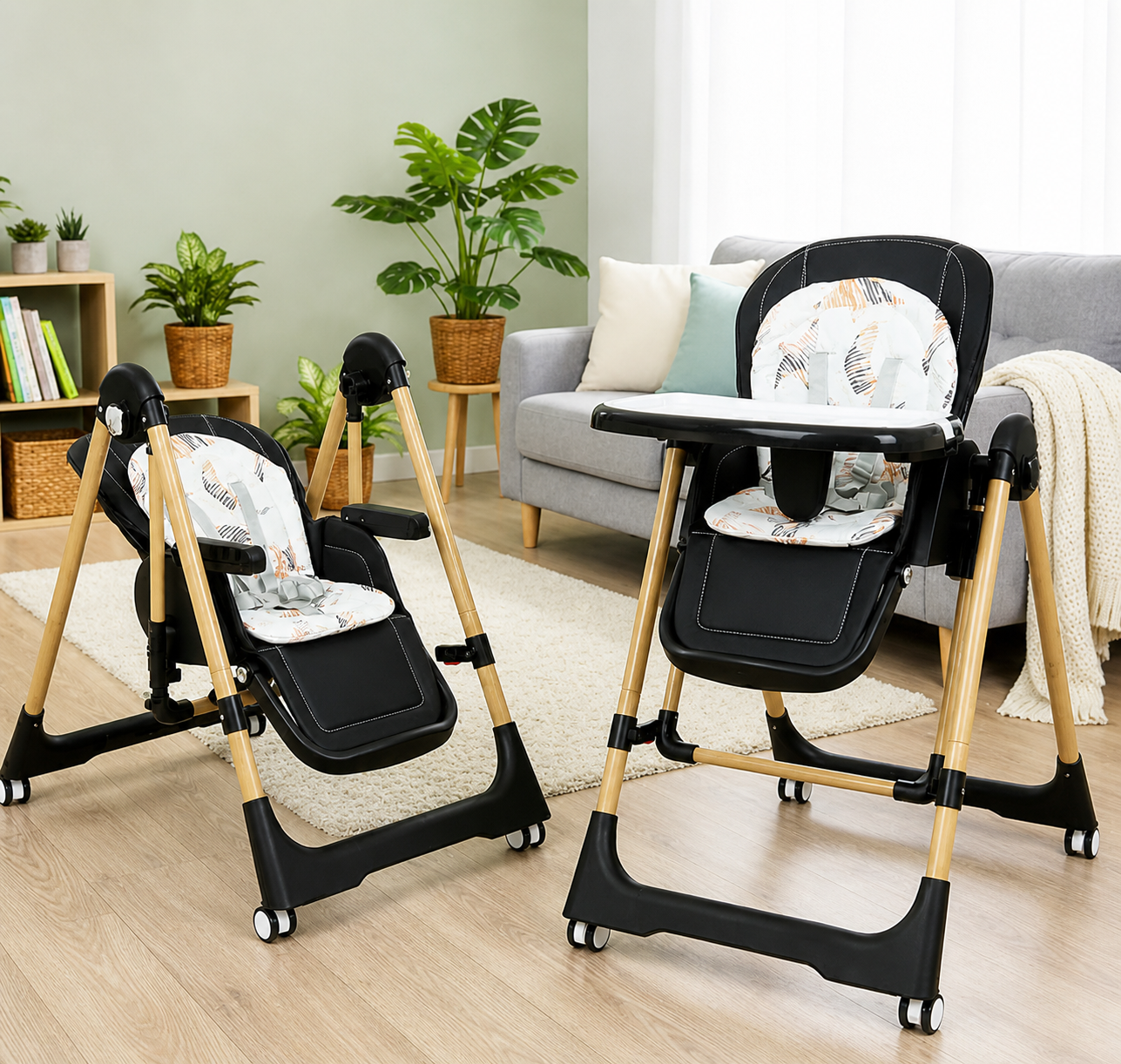 2-in-1 Baby High Chair with Swing