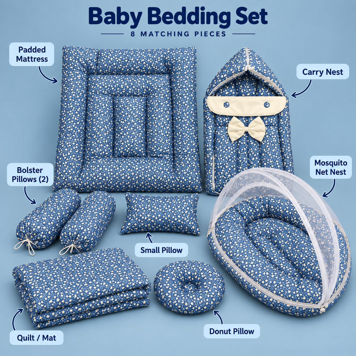 Blue Star 8-Piece Baby Bedding Set