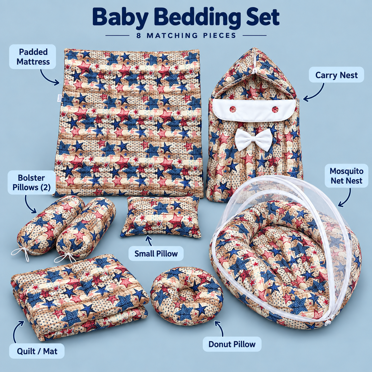 Vintage Star 8-Piece Baby Bedding