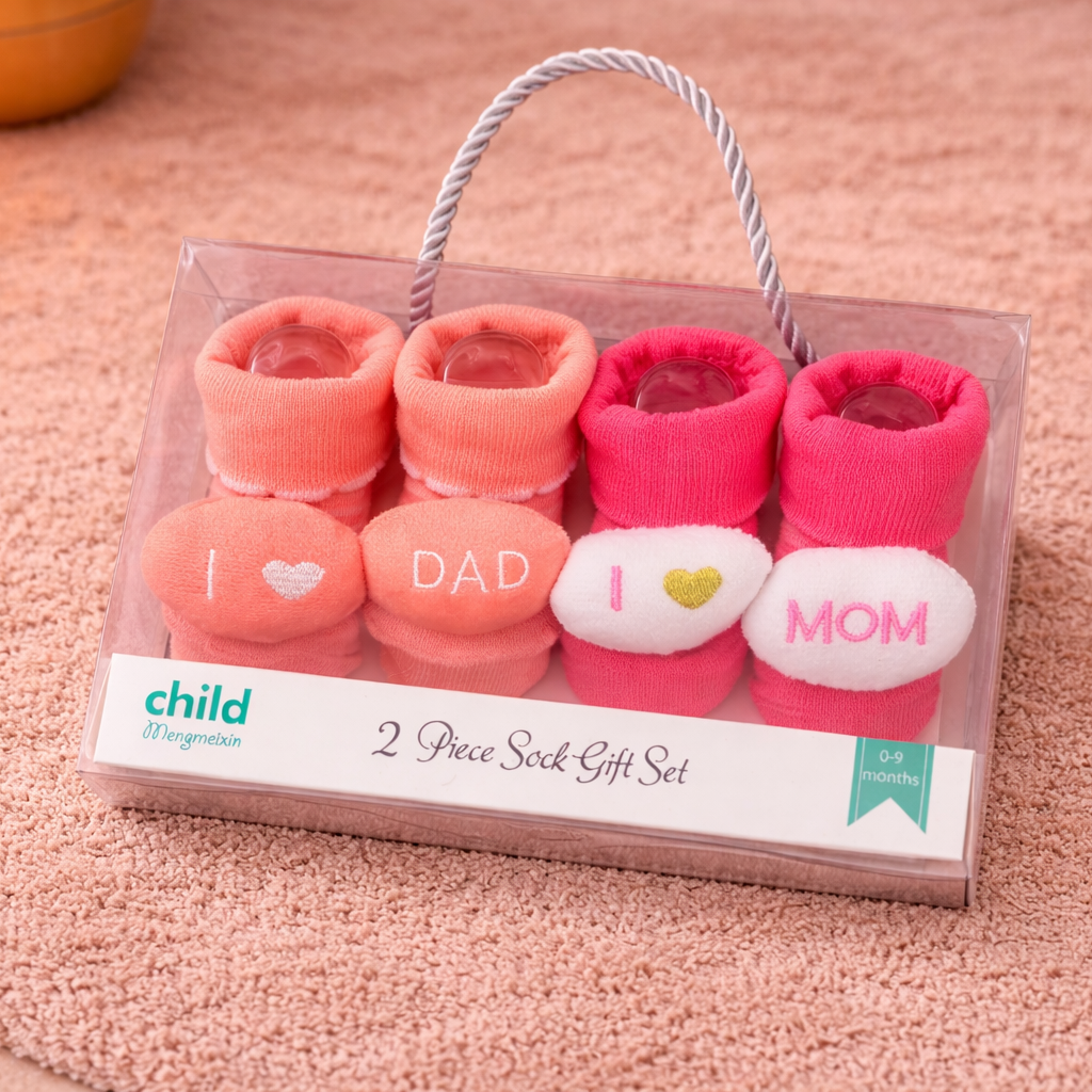 Baby Socks Gift Set “I ❤️ Mom & Dad” 2 Pair Combo Pack