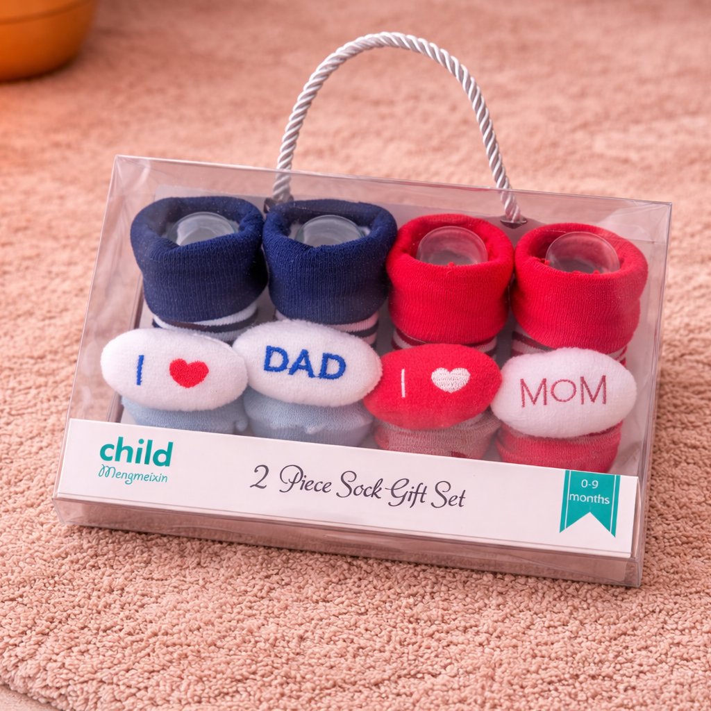 Baby Socks Gift Set “I ❤️ Mom & Dad” 2 Pair Combo Pack