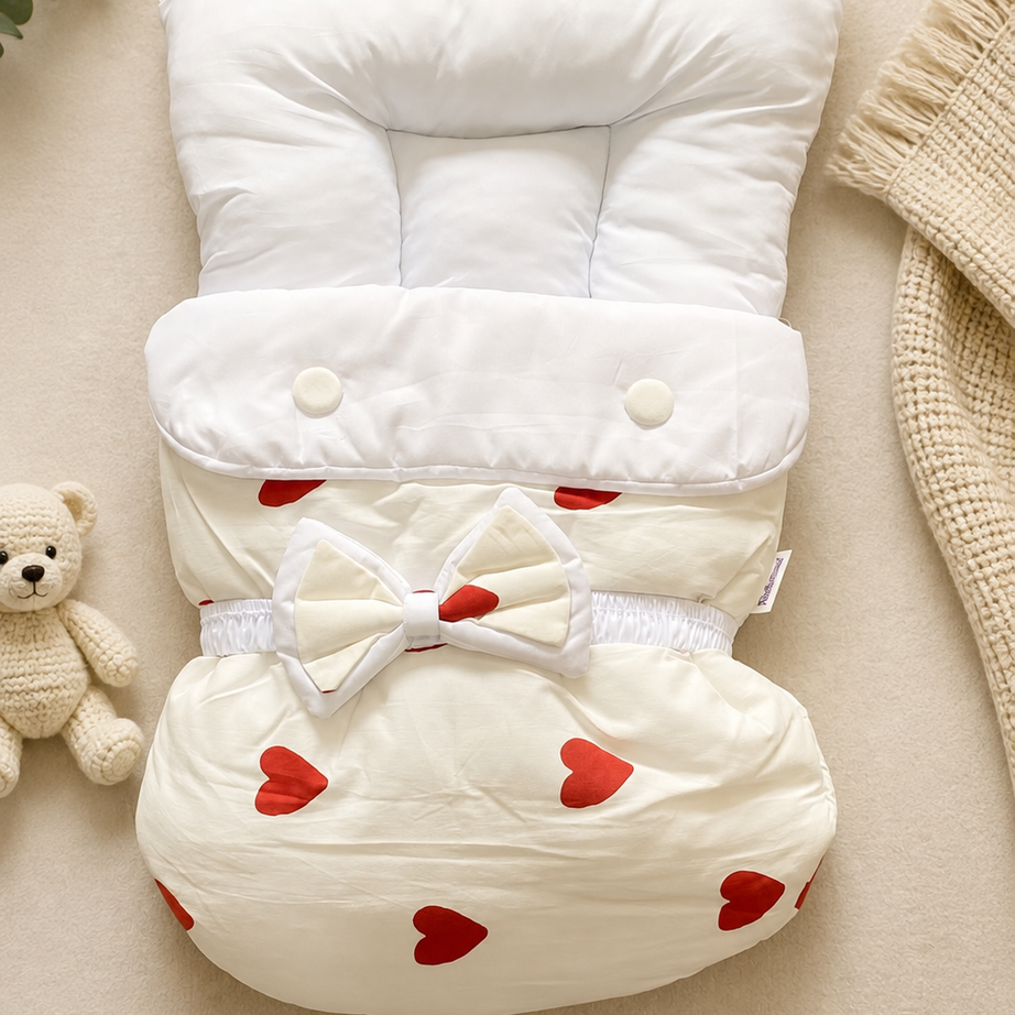Cream Heart Print Carry Nest