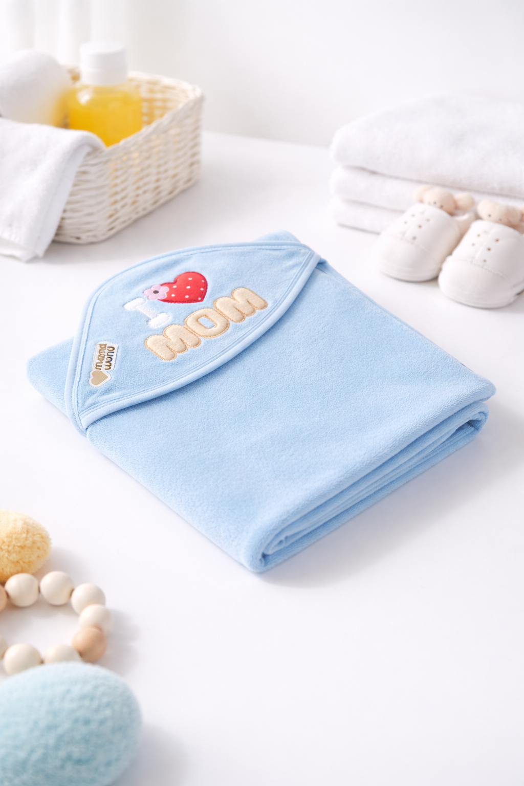 Love Mom Hooded Baby Bath Towel