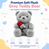 Grey Teddy Bear Plush Toy with Rose