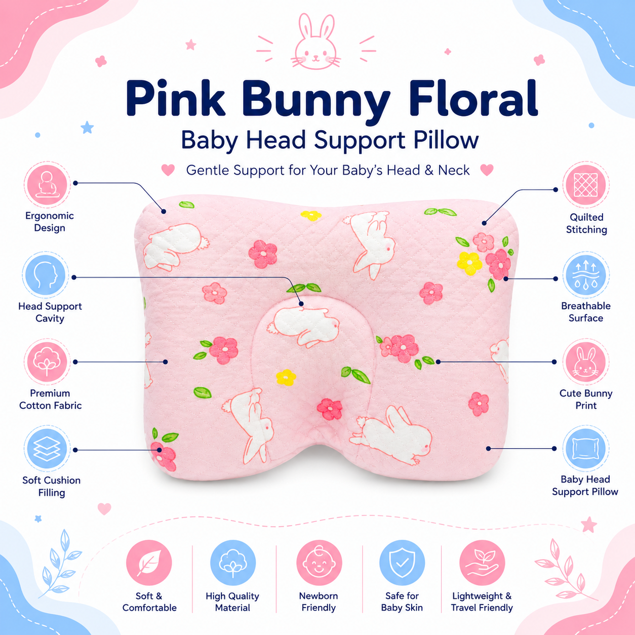 Pink Bunny Pillow