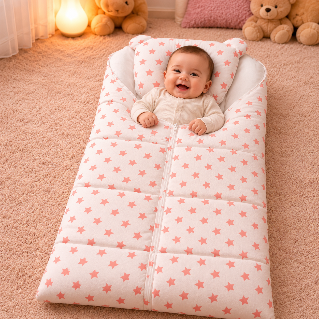 Star Print Baby Nest – 100% Soft Cotton Comfort