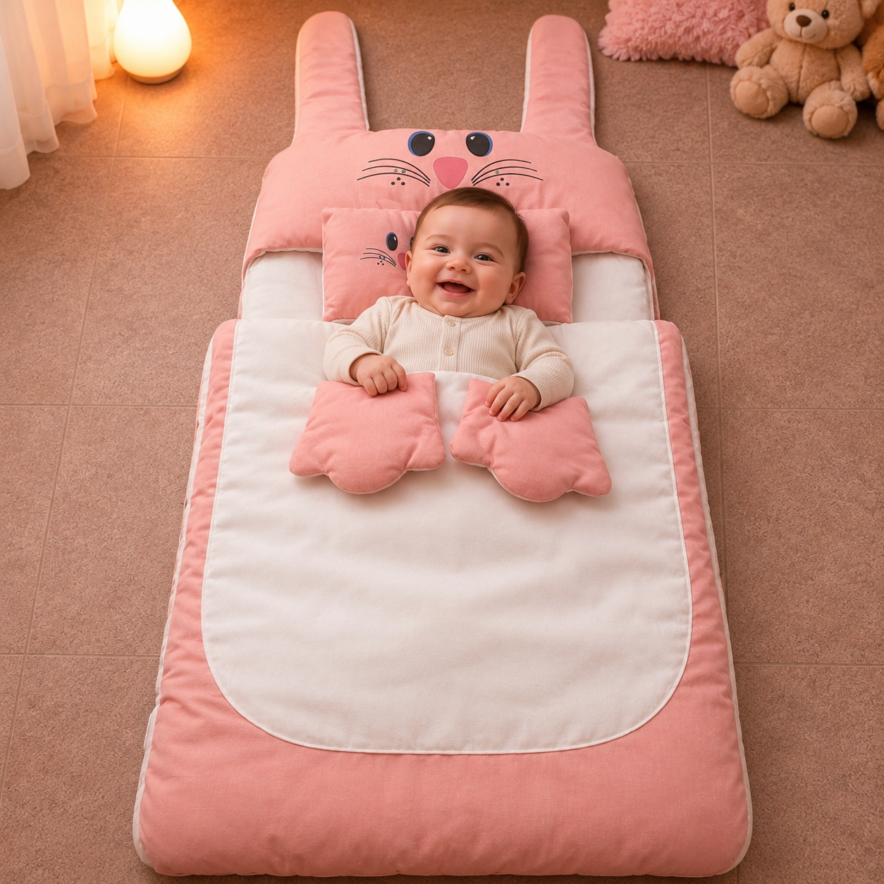Cute Bunny Baby Sleeping Nest – 100% Soft Cotton