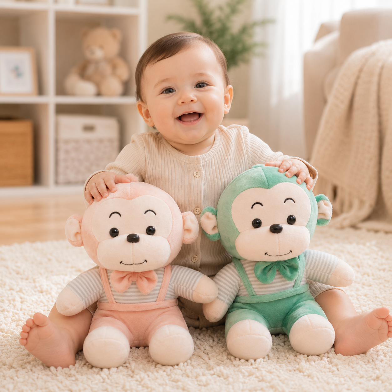 Monkey Plush Pair