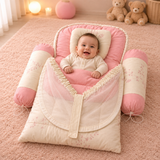 Blush Floral Baby Nest Set – 4 Pcs (Net + Pillows)